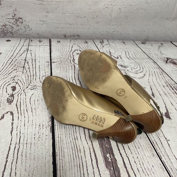 Michael Kors Heels Womens Size 9M Rochelle Open Toe Pump Taupe Pearlized Patent - Picture 6 of 8